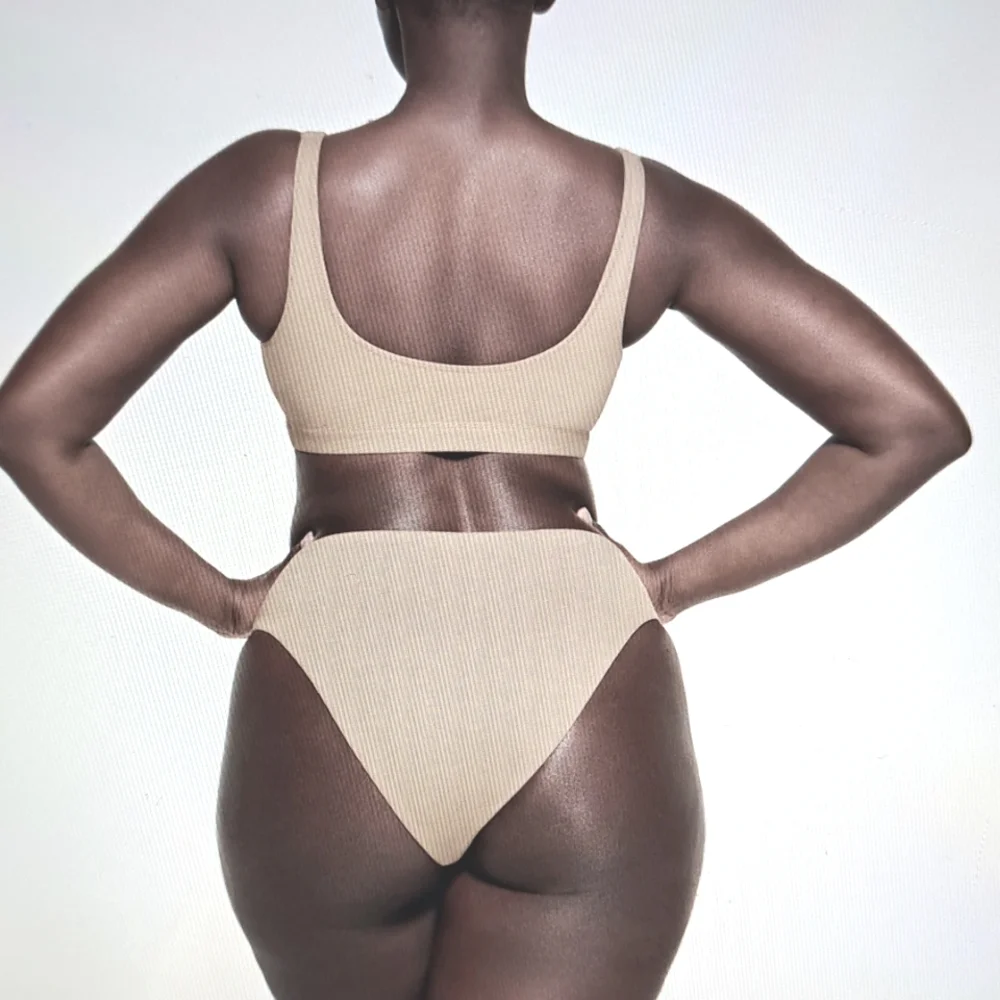 SKIMS Beige Scoop Bikini Top and High-Cut Bottoms